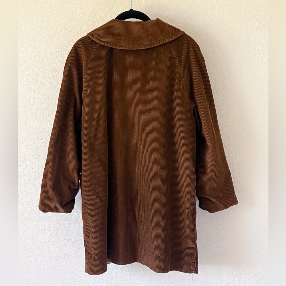 Vintage Camel Brown Corduroy Coat Peter Pan Collar Bracelet Sleeves - Picture 9 of 15